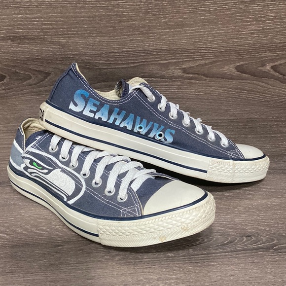 Converse Other - Seattle Seahawks Converse All Star Mens Size 9 Shoes Custom Low Top Blue Sneaker